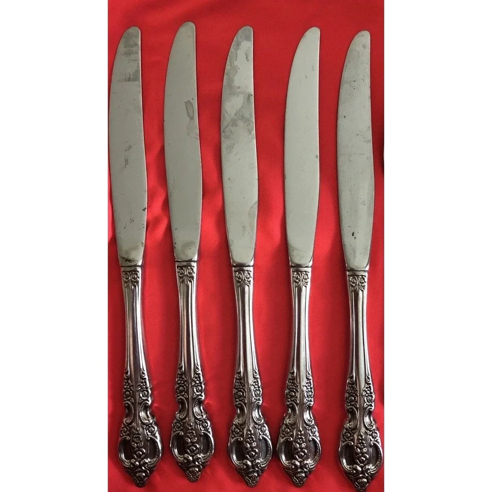SSS by Oneida Pembrooke Renoir 5 Dinner Knives Stainless Steel USA 9